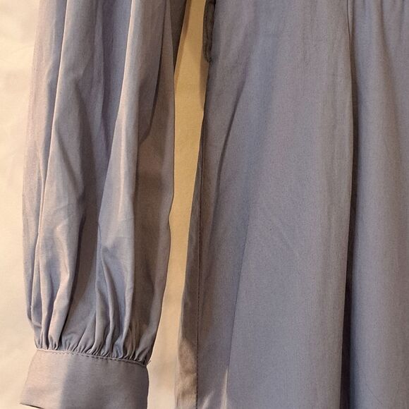 H&M Knee Length Button Up Shirt Dress V-Neckline Balloon Sleeves Preowned Size 2 - Picture 5 of 14